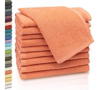 ZOLLNER Set de 10 Serviettes pour invités, 30x50 cm, Coton, Orange