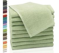 ZOLLNER Set de 10 Serviettes pour invités, 30x50 cm, Coton, Vert Clair