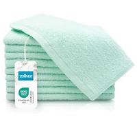 ZOLLNER Set de 10 Serviettes pour invités - Petites Serviettes moelleuses en 30x50 cm - lavables jusqu'à 60°C - Coton - en Menthe - qualité hôtelière - certifié Oeko Tex®
