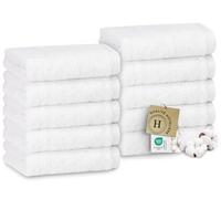 ZOLLNER Set de 10 Serviettes Savon Premium 30x30 cm - très absorbantes et Douces en Blanc - Ourlet Haut de Gamme - Lavable à 95°C - Coton - qualité hôtelière - certifié Oeko Tex®