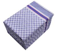 ZOLLNER Set de 10 torchons, Coton, Carreaux Bleu-Blanc, 50x100 cm