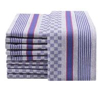 ZOLLNER Set de 10 torchons de Cuisine, Coton, 45x90 cm, Bleu Blanc à Carreaux