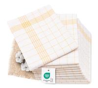 ZOLLNER Set de 12 torchons, Coton et Lin, 50x70 cm, Jaune Blanc à Carreaux
