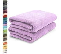 ZOLLNER Set de 2 draps de Sauna - Serviettes Douces et absorbantes - lavables à 95°C - Coton -70x200 cm en Violet