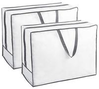 ZOLLNER Set de 2 sacs de rangement, blanc gris, env. 65x50x25 cm