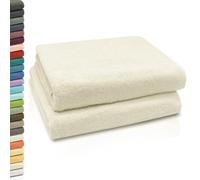 ZOLLNER Set de 2 Serviettes de Bain, Serviettes de Douche, 100x150 cm, Coton, Marron Clair