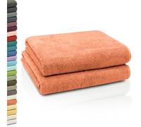 ZOLLNER Set de 2 Serviettes de Bain, Serviettes de Douche, 100x150 cm, Coton, Orange