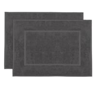 ZOLLNER Set de 2 Tapis de Bain en 50x70 cm - Coton très Absorbant et Moelleux - Lavable jusqu'à 60°C - Convient au Chauffage au Sol - en Graphite - qualité hôtelière