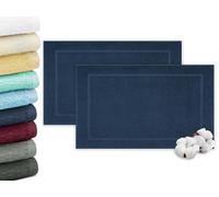 ZOLLNER Set de 2 Tapis de Bain en 50x70 cm - Tapis de Bain Absorbant et Doux en Marine - Effet de Massage agréable - Lavable jusqu'à 60°C - Convient au Chauffage au Sol - Coton - qualité hôtelière