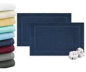 ZOLLNER Set de 2 Tapis de Bain en 50x70 cm - Tapis de Bain Absorbant et Doux en Marine - Effet de Massage agréable - Lavable jusqu'à 60°C - Convient au Chauffage au Sol - Coton - qualité hôtelière