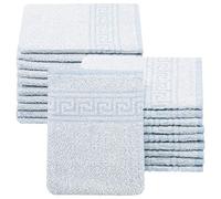 ZOLLNER Set de 20 Gants de Toilette, 16x22 cm, Coton mélangé, 340g/m², Bleu