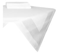 ZOLLNER Set de 4 Petites nappes, Coton, 90x90 cm, Bordures en Satin, Blanc