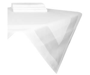 ZOLLNER Set de 4 Petites nappes, Coton, 90x90 cm, Bordures en Satin, Blanc