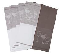 ZOLLNER Set de 4 torchons de Cuisine, Lin mélangé, Marron, 50x70 cm