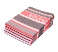 ZOLLNER Set de 4 torchons en Coton de 50x70 cm - très absorbants et durables - lavables jusqu'à 60°C - en Rouge rayé - qualité gastronomique - certifiés Oeko Tex®
