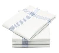 ZOLLNER Set de 4 torchons, Serviette de Cuisine, 50x70 cm, Lin, Blanc Bleu