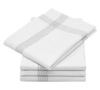 ZOLLNER Set de 4 torchons, Serviette de Cuisine, 50x70 cm, Lin, Blanc Gris