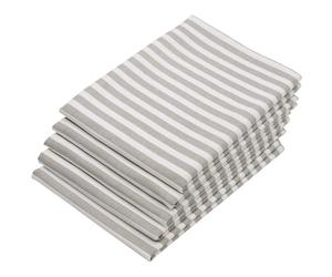 ZOLLNER Set de 5 torchons, 50x70 cm, Coton, Gris Blanc rayé, 215g/m²