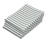 ZOLLNER Set de 5 torchons, 50x70 cm, Coton, Vert foncé Blanc rayé, 215g/m²