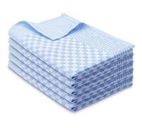 ZOLLNER Set de 5 torchons de Cuisine 100% Coton, 46x70 cm, Bleu.