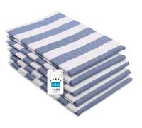 ZOLLNER Set de 5 torchons, env. 50x70 cm, 215g/m², Bleu Blanc rayé