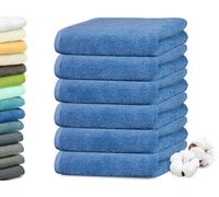 ZOLLNER Set de 6 Serviettes en 50x100 cm - particulièrement Douces et absorbantes en Royal - avec accroche Pratique - lavables à 95°C - Coton - qualité hôtelière