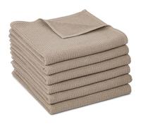 ZOLLNER Set de 6 Serviettes en 50x100 cm - Serviettes éponges durables en Beige - avec accroche Pratique - Motif gaufré Intemporel - Lavable à 95°C - Coton - qualité hôtelière