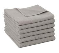 ZOLLNER Set de 6 Serviettes en 50x100 cm - Serviettes éponges durables en Gris - avec accroche Pratique - Motif gaufré Intemporel - Lavable à 95°C - Coton - qualité hôtelière