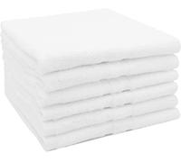 ZOLLNER Set de 6 Serviettes en 50x70 cm - en Coton - avec Bordure Moderne à Rayures - lavables à 95°C - avec accroche Pratique - en Blanc - qualité hôtelière