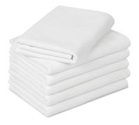 ZOLLNER Set de 6 Serviettes en 50x70 cm - Serviettes éponges durables en Blanc - avec accroche Pratique - Motif gaufré Intemporel - Lavable à 95°C - Coton - qualité hôtelière
