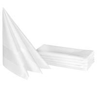 ZOLLNER Set de 6 Serviettes en Tissu Coton en 50x50 cm - Serviettes de Bouche résistantes avec Bord en Satin - Brillant Soyeux - lavables à 95°C - en Blanc - qualité gastronomique
