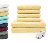 ZOLLNER Set de Serviettes composé de 4X 50x100 cm & 2X 70x140 cm - très Absorbant et Doux dans la Couleur Jaune - Lavable à 60°C - Coton - qualité hôtelière