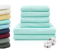 ZOLLNER Set de Serviettes composé de 4X 50x100 cm & 2X 70x140 cm - très Absorbant et Doux dans la Couleur Menthe - Lavable à 60°C - Coton - qualité hôtelière