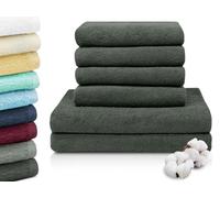 ZOLLNER Set de Serviettes composé de 4X 50x100 cm & 2X 70x140 cm - très Absorbant et Doux dans la Couleur Anthracite - Lavable à 60°C - Coton - qualité hôtelière