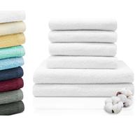 ZOLLNER Set de Serviettes composé de 4X 50x100 cm & 2X 70x140 cm - très Absorbant et Doux dans la Couleur Blanc - Lavable à 60°C - Coton - qualité hôtelière