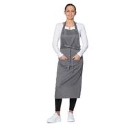 ZOLLNER Tablier de cuisine en gris - tablier robuste pour barbecue avec poches cousues - pour femmes et hommes - coton - 75x100 cm - avec liens à nouer - lavable jusqu'à 60°C - certifié Oeko Tex®