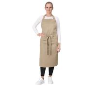 ZOLLNER Tablier de cuisine professionnel - couleur beige - tablier de barbecue robuste avec poches cousues - unisexe - coton - 75x100 cm - lavable jusqu'à 60 °C - certifié Oeko-Tex®