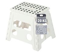 ZOLLNER-Tabouret-Pliable - Tabouret-Pliant pour Enfants et Adultes jusqu'à 120 kg - Revêtement-antidérapant - Poignée-de-Transport - Ultra-léger - Hauteur-30 cm - Plastique - Blanc