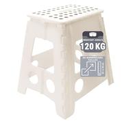 ZOLLNER-Tabouret-Pliable - Tabouret-Pliant pour Enfants et Adultes jusqu'à 120 kg - Revêtement-antidérapant - Poignée-de-Transport - Ultra-léger - Hauteur-39 cm - Plastique - Blanc