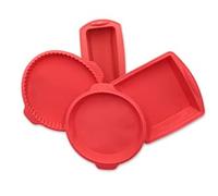 ZOLLNER24 Set de 4 moules à gâteau, silicone, formes variées, rouge