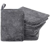 ZOLLNER24 Set de 9 Gants de Toilette, Microfibre, 16x21 cm, Gris