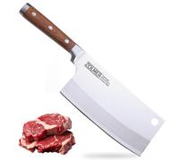 ZOLMER Couteau de cuisine en acier inoxydable - Couteau de cuisine chinois pour la viande et les os - Couteau professionnel japonais avec manche en bois - Hachoir de cuisine robuste les professionnels