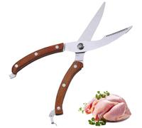 ZOLMER® Kitchen Scissors en acier inoxydable - Ciseaux à volaille & ciseaux à poulet tranchants avec poignée en bois - Vainqueurs de tests Ciseaux à trancher avec fermeture de sécurité & mécanisme