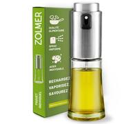 ZOLMER Pulvérisateur d'huile pour huile alimentaire - Spray d'huile pour friteuse à air chaud, cuisine, cuisine et barbecue - Vaporisateur d'huile en verre et acier inoxydable - Sans BPA