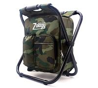Zology Paniers Sièges Pliant Camping Chaise Tabouret Sac à Dos avec Refroidisseur Isolé Sac de Pique-Nique Camouflage Portable Randonnée Siège Sac