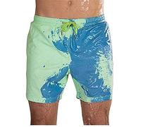 Zoloyo Short de plage pour homme - Couleur changeante magique - Short de plage pour homme - Séchage rapide - Short de bain pour garçon - Taille élastique, vert, M/L