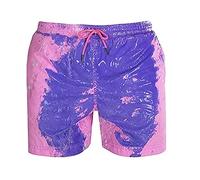 Zoloyo Short de plage pour homme - Couleur changeante magique - Short de plage pour homme - Séchage rapide - Short de bain pour garçon - Taille élastique, rose, S/M