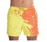 Zoloyo Short de plage pour homme - Couleur changeante magique - Short de plage pour homme - Séchage rapide - Short de bain pour garçon - Taille élastique, jaune, L-XL