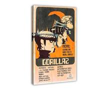 ZOLULA Gorillaz Poster de concert sur toile pour décoration murale de salon, chambre à coucher, style cadre, 30 x 45 cm