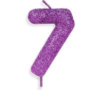 Zolunu Bougie d'anniversaire violette et rose numéro 7, décoration de gâteau à paillettes pour filles et femmes, décorations de fête à thème violet et rose, fournitures, cadeaux d'anniversaire